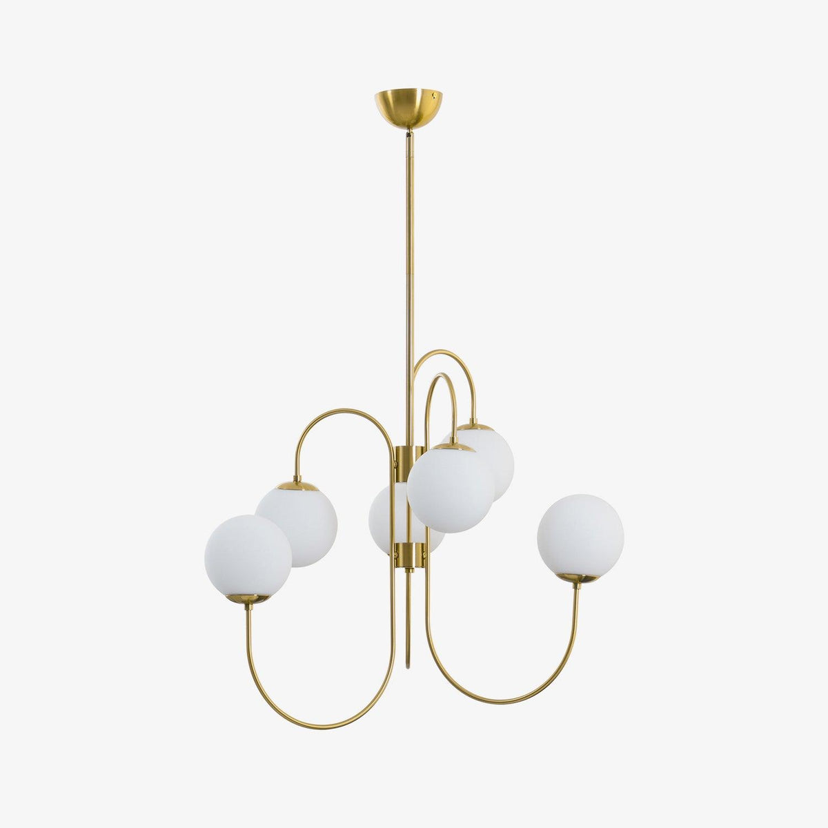 Lámpara de techo de varios brazos, marco de metal, pantallas de vidrio esmerilado, oro, negro, blanco, 30 pulgadas de diámetro, para sala de estar, comedor, dormitorio, luz superior | Thomler