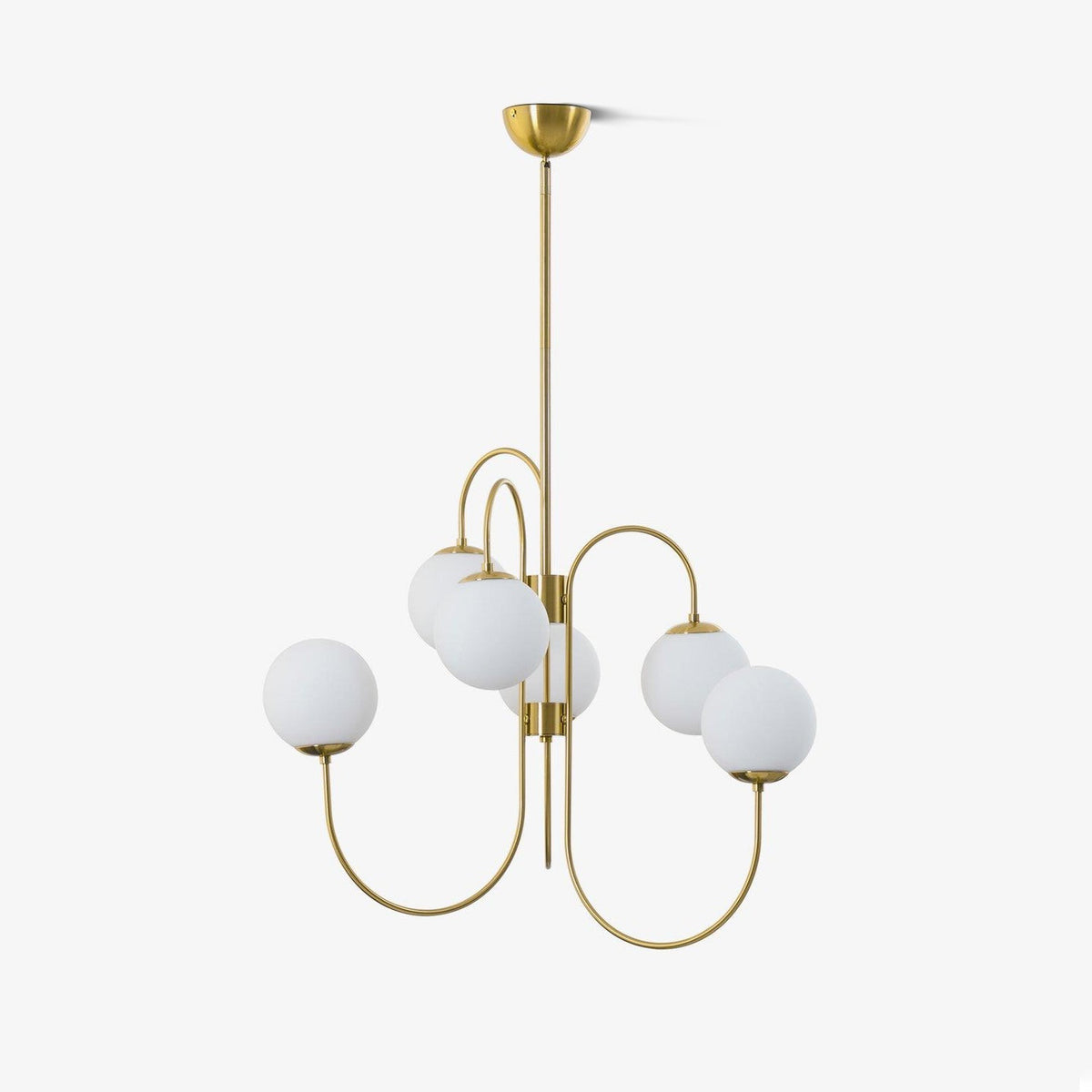 Lámpara de techo de varios brazos, marco de metal, pantallas de vidrio esmerilado, oro, negro, blanco, 30 pulgadas de diámetro, para sala de estar, comedor, dormitorio, luz superior | Thomler