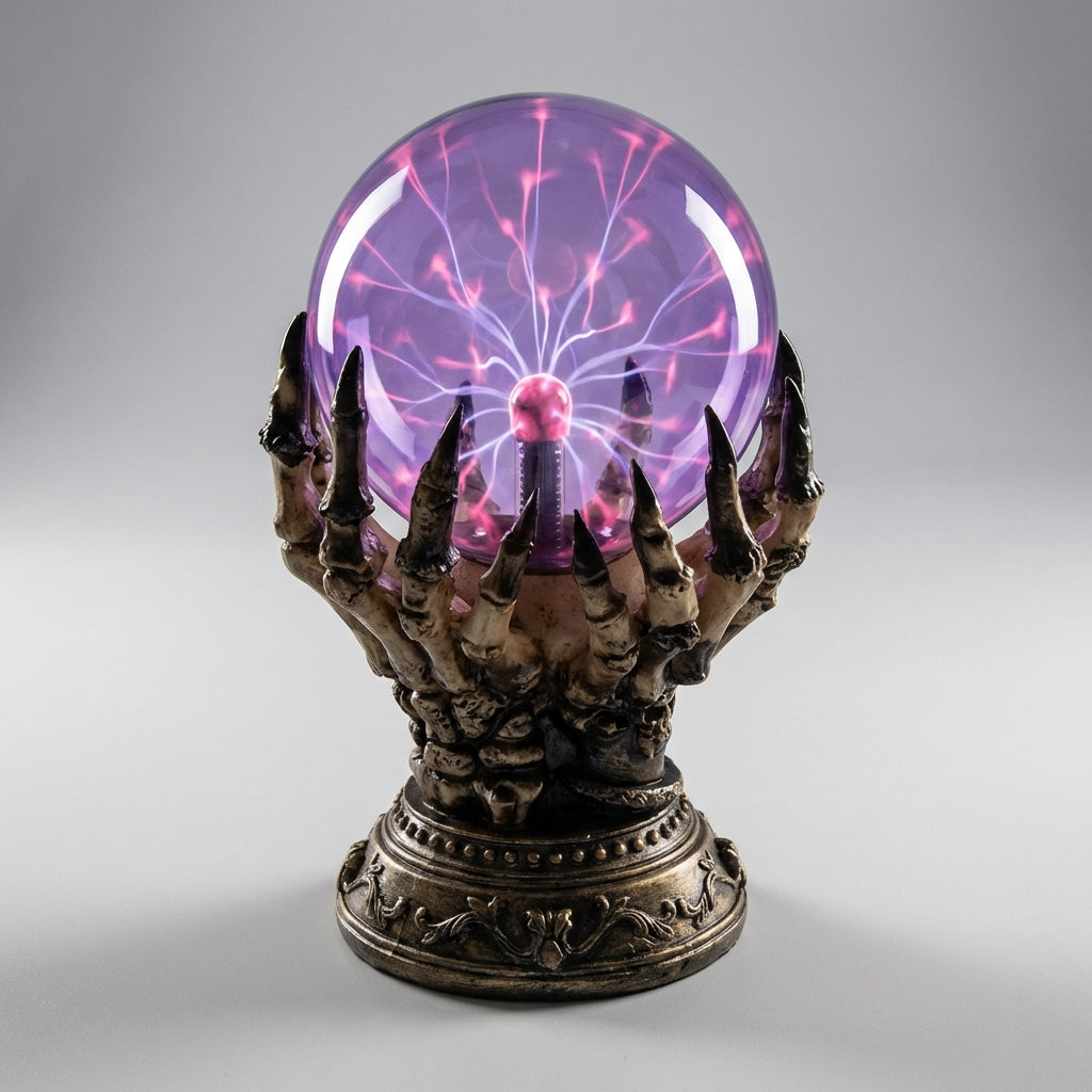 Skeletthand-Plasma-Lampe mit interaktiver Touch-Kugel und farbwechselndem Licht