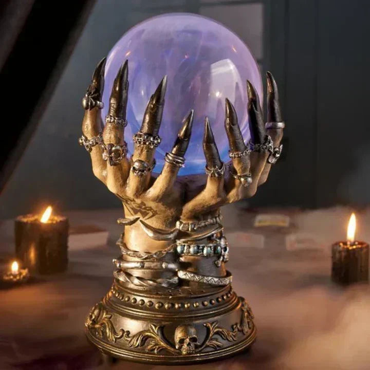 Skeletthand-Plasma-Lampe mit interaktiver Touch-Kugel und farbwechselndem Licht