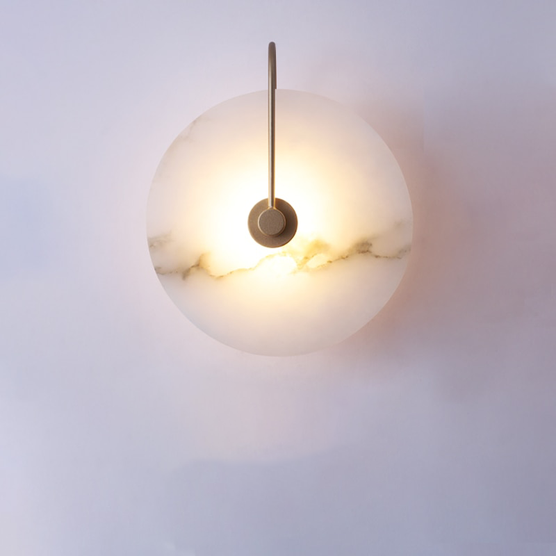 Ronde wandlamp met natuursteen & energiezuinige led voor woonkamer, slaapkamer, hal | Thomler
