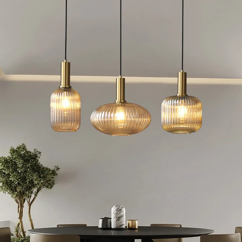 Lámpara de techo de cristal tintado con casquillo E27, pantalla de 12 pulgadas para comedor, isla de cocina, bar, salón, cable ajustable, diseño de inspiración escandinava | Thomler