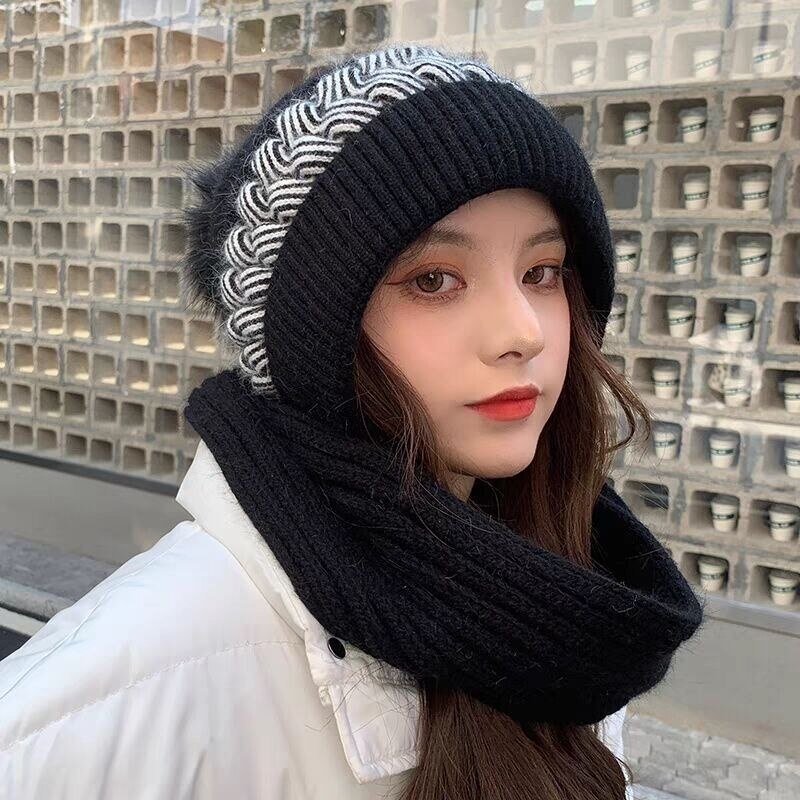 Hooded Scarf with Attached Beanie for Women – Knit Cowl Hood for Head & Neck Warmth