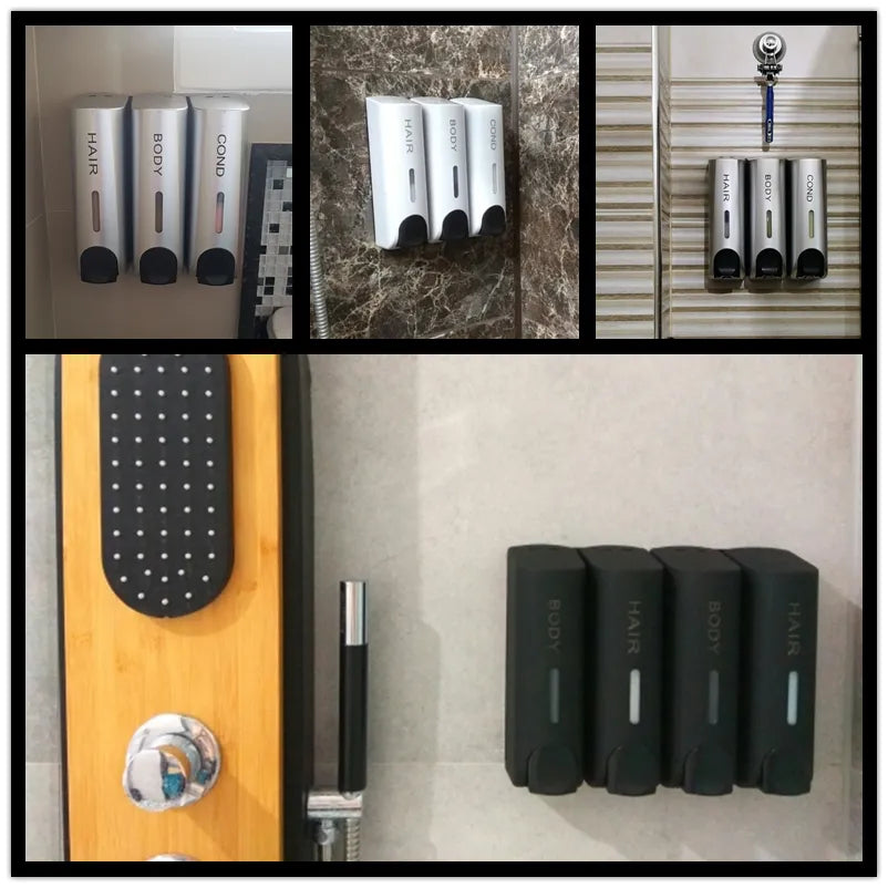 Wandmontierter Duschspender mit 3 Kammern und Pumpdosiersystem