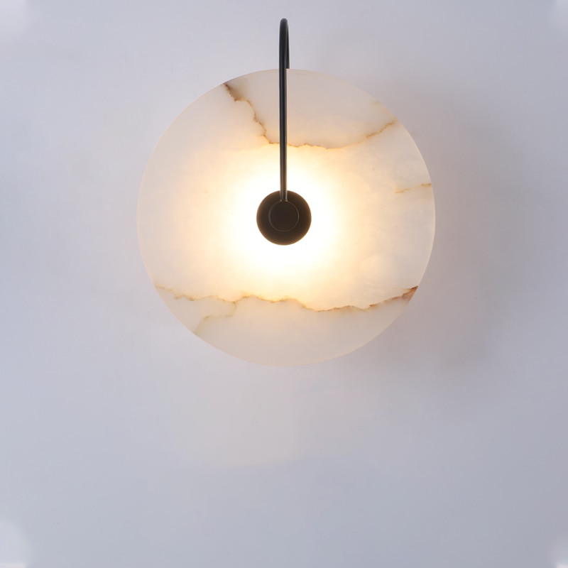 Ronde wandlamp met natuursteen & energiezuinige led voor woonkamer, slaapkamer, hal | Thomler