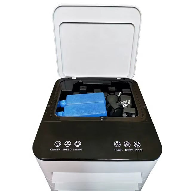 Draagbare aircooler met bevochtiger en luchtreiniger - 3-in-1 persoonlijke koelventilator met ijsvak, afstandsbediening, timer