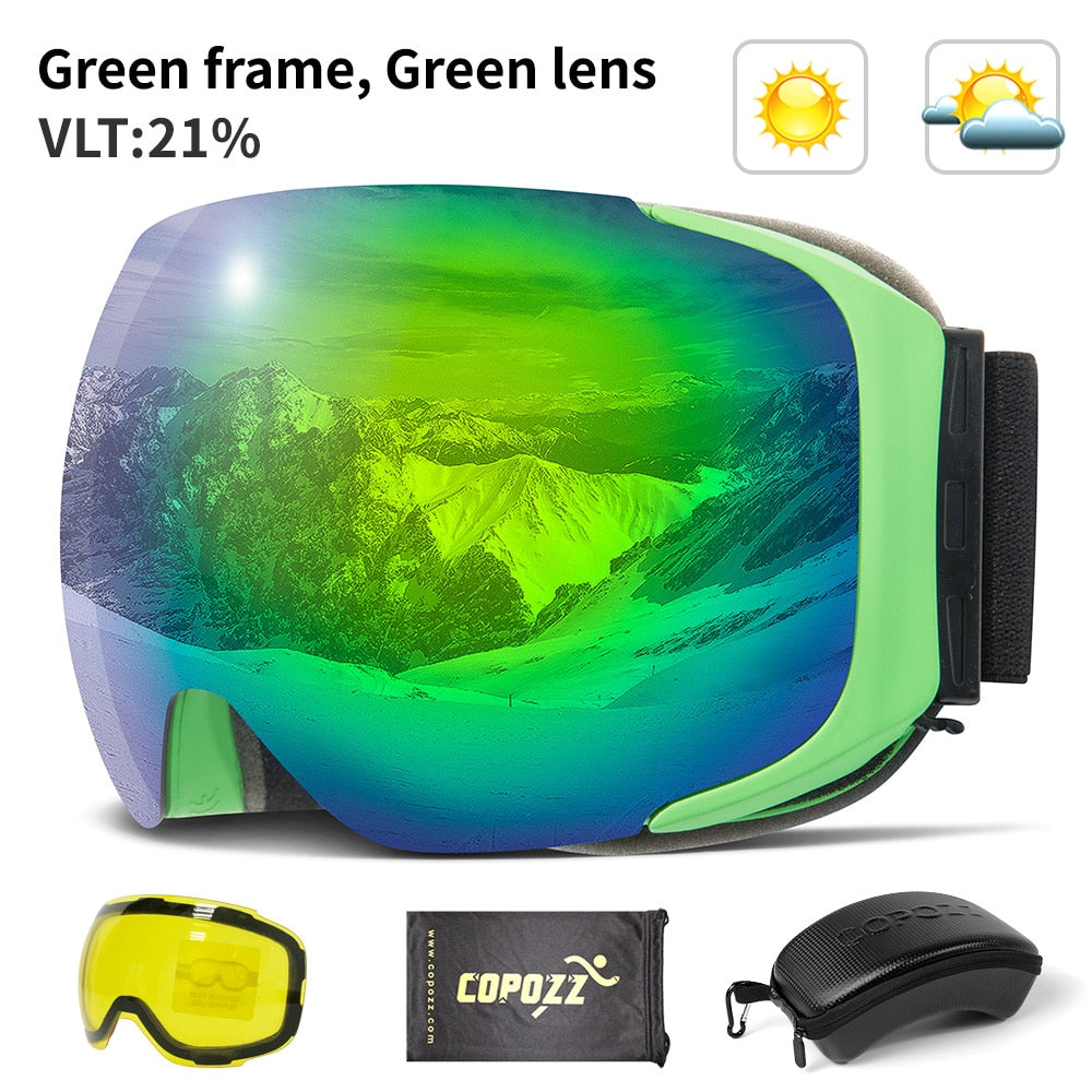 Snow Sport Goggles with UV Protection and Anti-Fog Magnetic Lens System for Skiing and Snowboarding