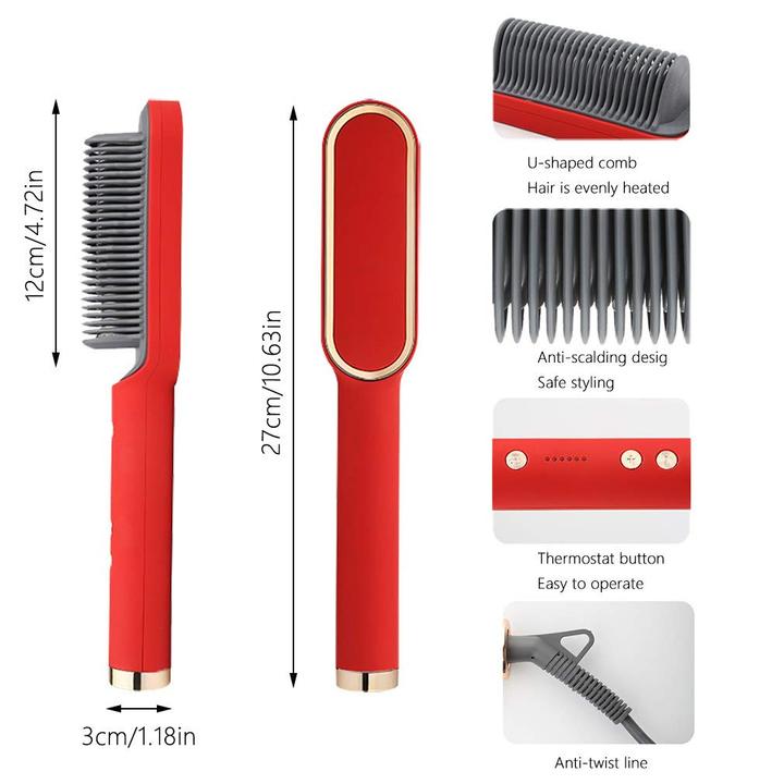 Heated Straightening Brush Comb for Silky Smooth Hair Styling with Ionic Technology 5 Heat Settings for All Hair Types Quick Salon Results