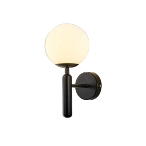 Globe Wall Sconce with 5.5-Inch Glass Shade Black and Gold Finish Bedroom Hallway Ambient Light E14 Socket Modern Minimalist Design for Entr | Thomler