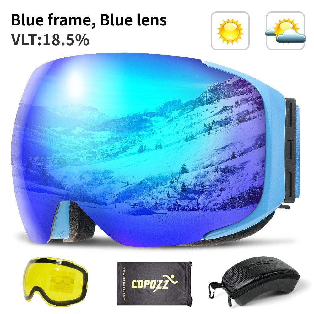 Snow Sport Goggles with UV Protection and Anti-Fog Magnetic Lens System for Skiing and Snowboarding