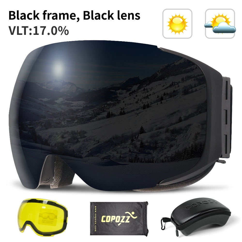 Snow Sport Goggles with UV Protection and Anti-Fog Magnetic Lens System for Skiing and Snowboarding