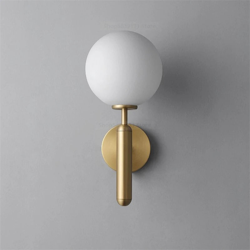 Globe Wall Sconce with 5.5-Inch Glass Shade Black and Gold Finish Bedroom Hallway Ambient Light E14 Socket Modern Minimalist Design for Entr | Thomler