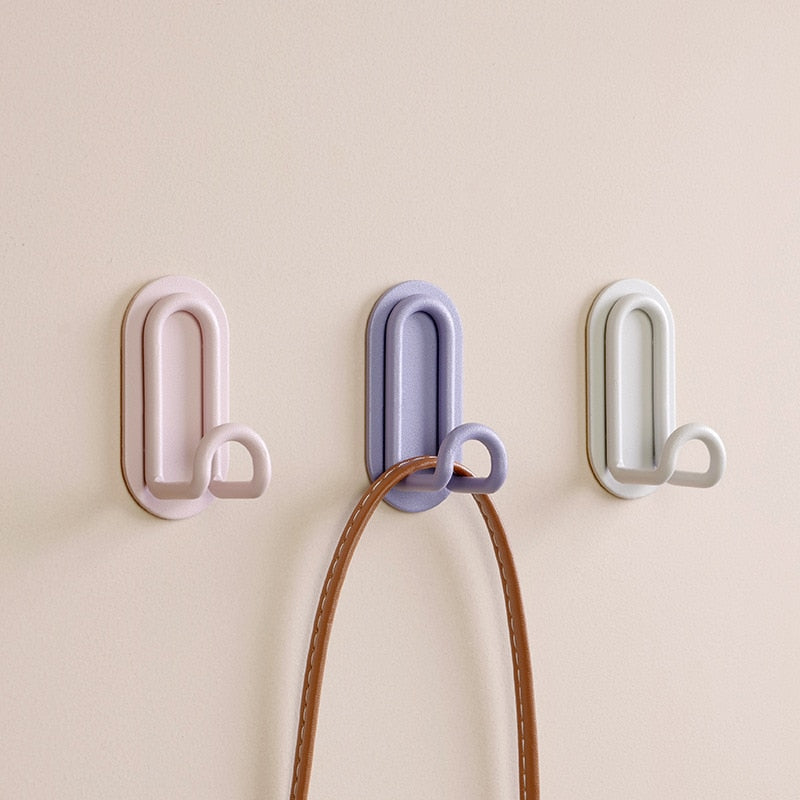 Adhesive Metal Hooks for Bathroom & Kitchen Storage — Dual-Hook Design, No Drilling, Lightweight Organizer for Keys, Towels, Accessories | Thomler