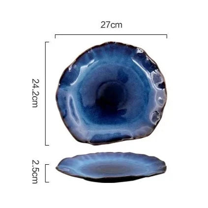Vajilla de porcelana china hecha a mano, colección de 4 piezas, platos de cerámica artesanal, aptos para microondas y lavavajillas para comedor y cocina | Thomler