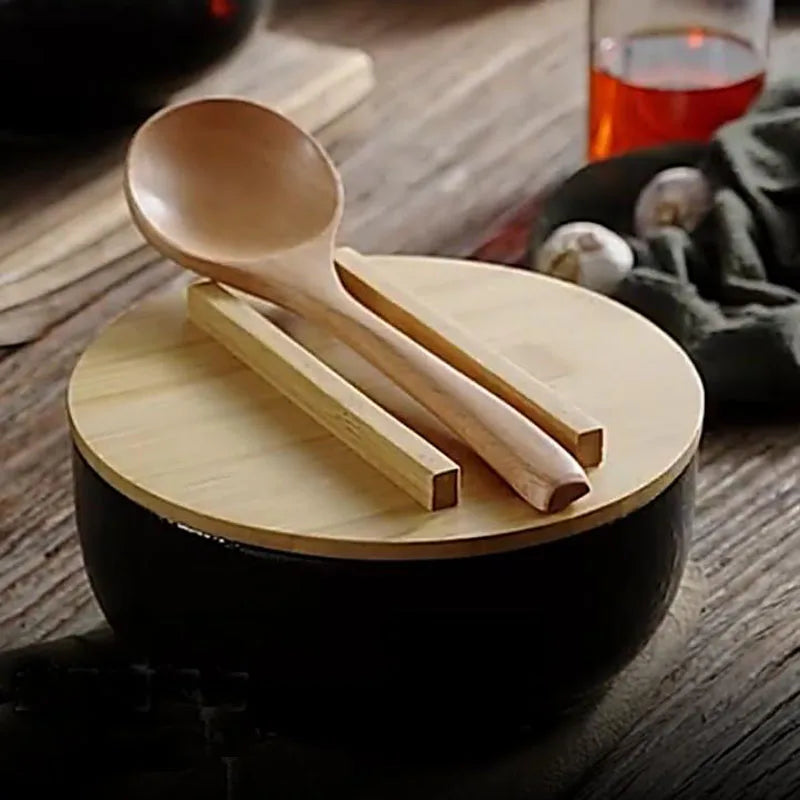 Handgemaakte keramische soepkomset van 4 stuks met lepel en eetstokjes voor ramen, noedels, salade, stoofpot, keukeneettafel, vaatwasmachinebestendig | Thomler