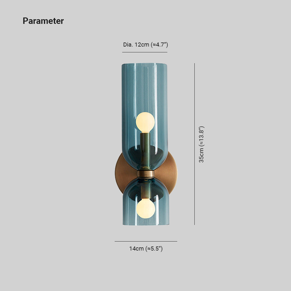 Aplique de pared de vidrio con cableado directo, casquillo E12 para dormitorios, salas de estar, pasillos, lámpara de acento para interiores, iluminación de pared cilíndrica moderna 110V | Thomler