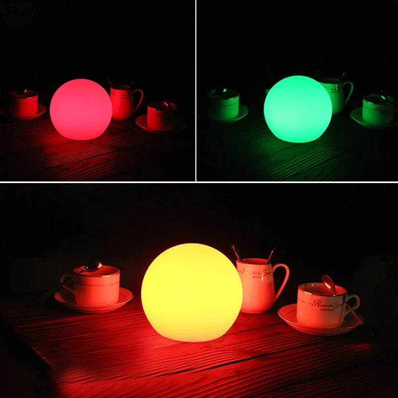 Rechargeable Color-Changing Sphere Accent Light with Remote | Cordless LED Orb for Bedroom, Living Room & Desk | 16-Color USB Table Lamp | Thomler