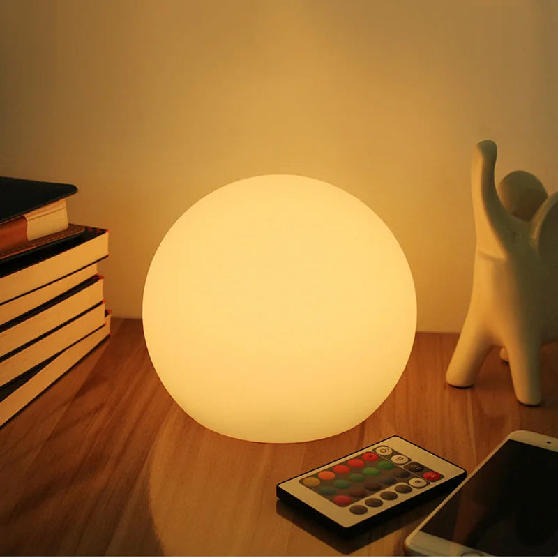 Rechargeable Color-Changing Sphere Accent Light with Remote | Cordless LED Orb for Bedroom, Living Room & Desk | 16-Color USB Table Lamp | Thomler