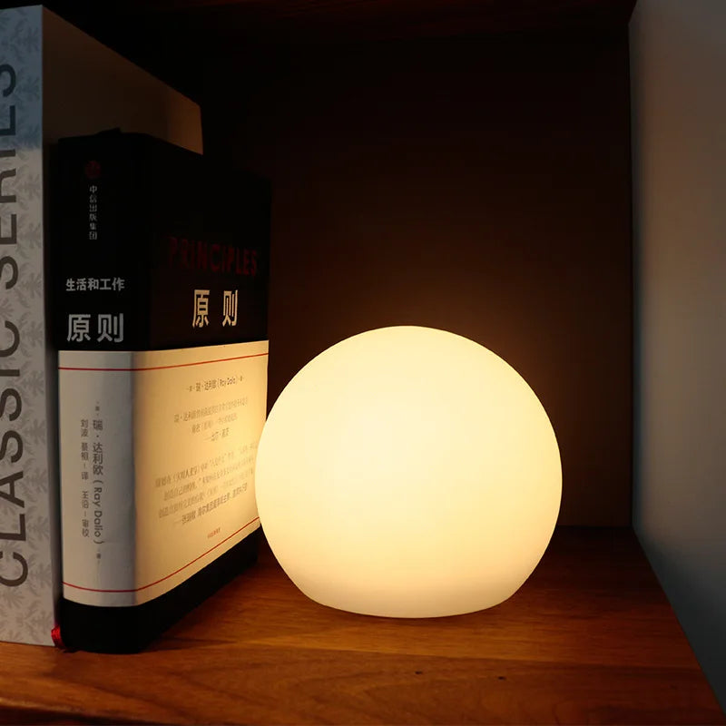 Cordless LED Orb Lamp with Remote – 16-Color Portable Nightlight for Bedroom, Desk & Living Room – USB Rechargeable Ambient Light in 6 or 8 | Thomler