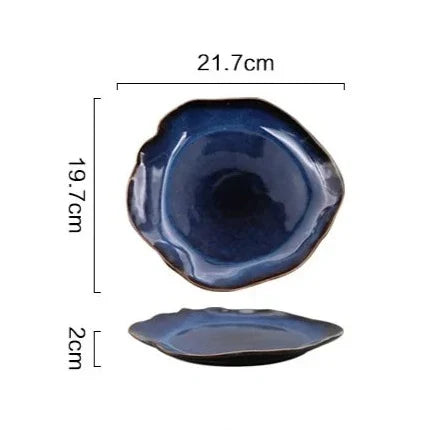 Vajilla de porcelana china hecha a mano, colección de 4 piezas, platos de cerámica artesanal, aptos para microondas y lavavajillas para comedor y cocina | Thomler