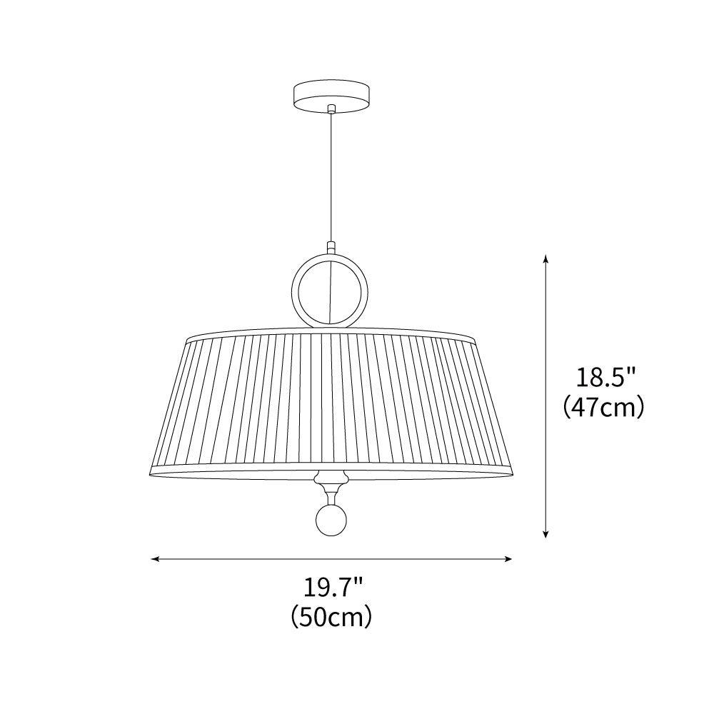 Hanging Ceiling Fixture with Fabric Drum Shade & Walnut Accents for Dining Rooms, Living Spaces, Home Offices 13.8 in Width Adjustable Cable | Thomler
