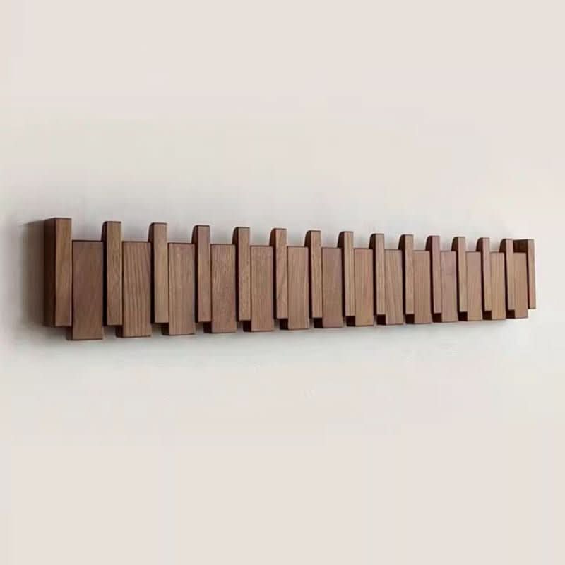 Wall-Mounted Hook Rack Folding Pegs Walnut Beech Wood Natural Finish Entryway Hallway Foyer Bedroom Organizer Space-Saver for Jackets Scarve | Thomler
