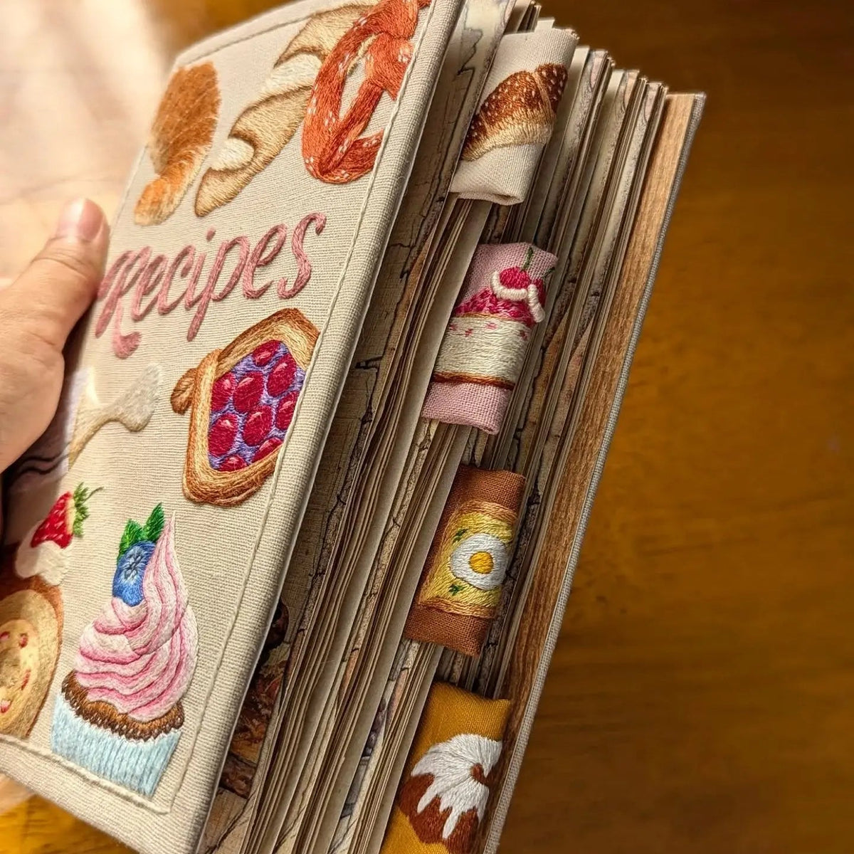 Hand-Embroidered Recipe Journal with Splash-Resistant Pages for Home Cooks & Meal Planning | Thomler