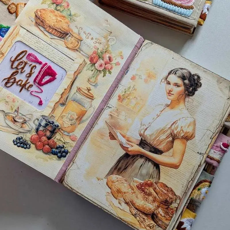 Hand-Embroidered Recipe Journal with Splash-Resistant Pages for Home Cooks & Meal Planning | Thomler