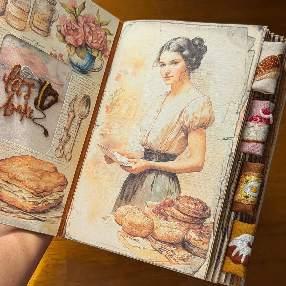 Hand-Embroidered Recipe Journal with Splash-Resistant Pages for Home Cooks & Meal Planning | Thomler