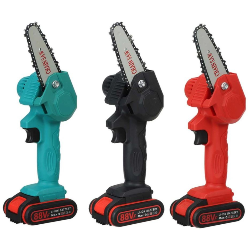 Cordless Electric Chainsaw with 2 Batteries – One-Hand Pruning Saw for Yard Work & Branch Trimming