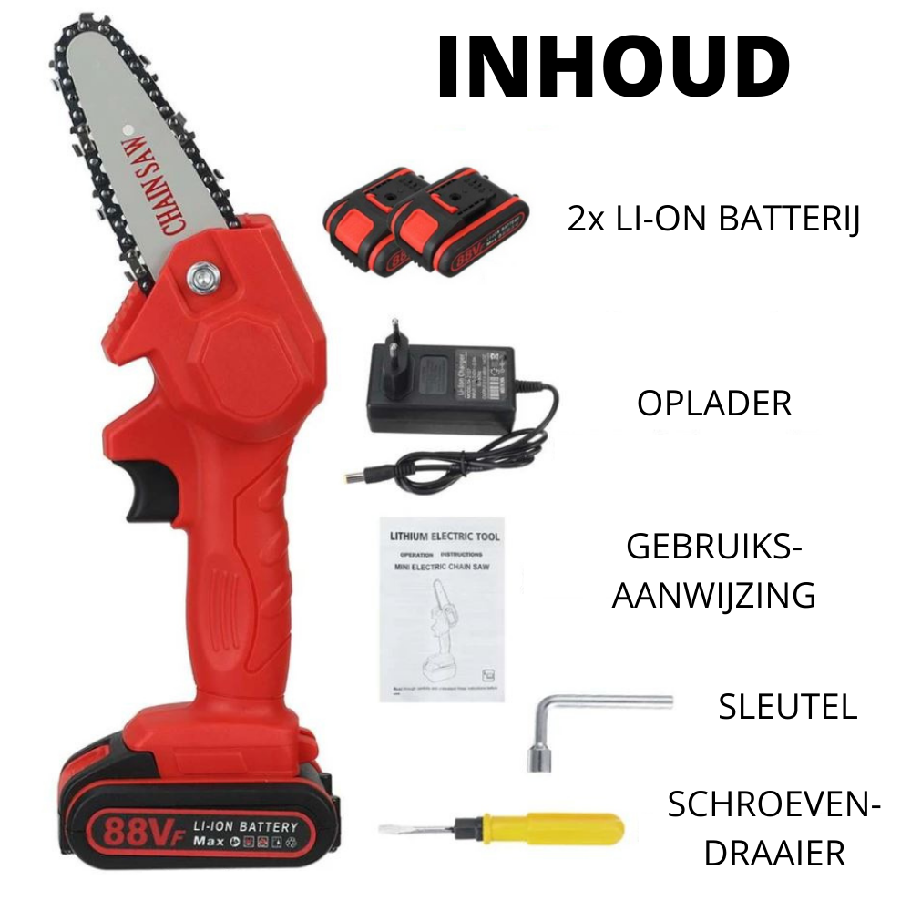 Cordless Electric Mini Chainsaw with 2 Batteries – Compact One-Hand Pruning Saw for Trees & Yard Work