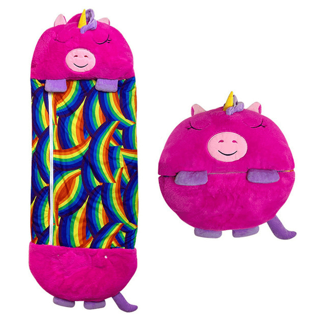 Animal Character Sleeping Bag for Kids – Plush Sleep Friend with Built-In Pillow for Sleepovers & Travel