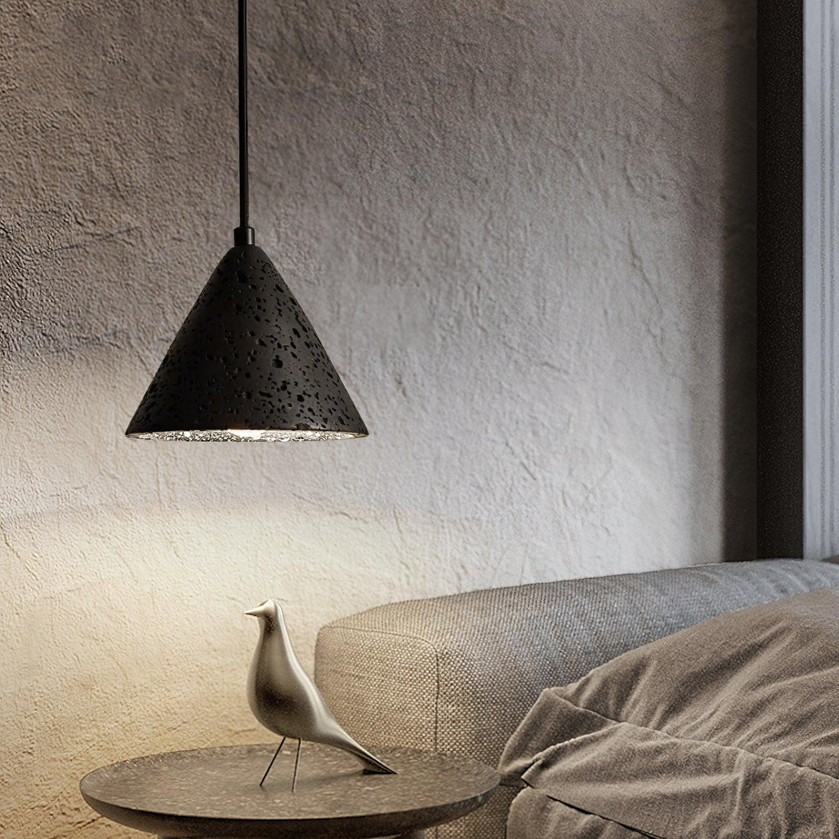 Lámpara colgante de piedra E26 40W, luz cenital de textura natural para isla, barra de cocina o rincón de desayuno, luz descendente enfocada | Thomler