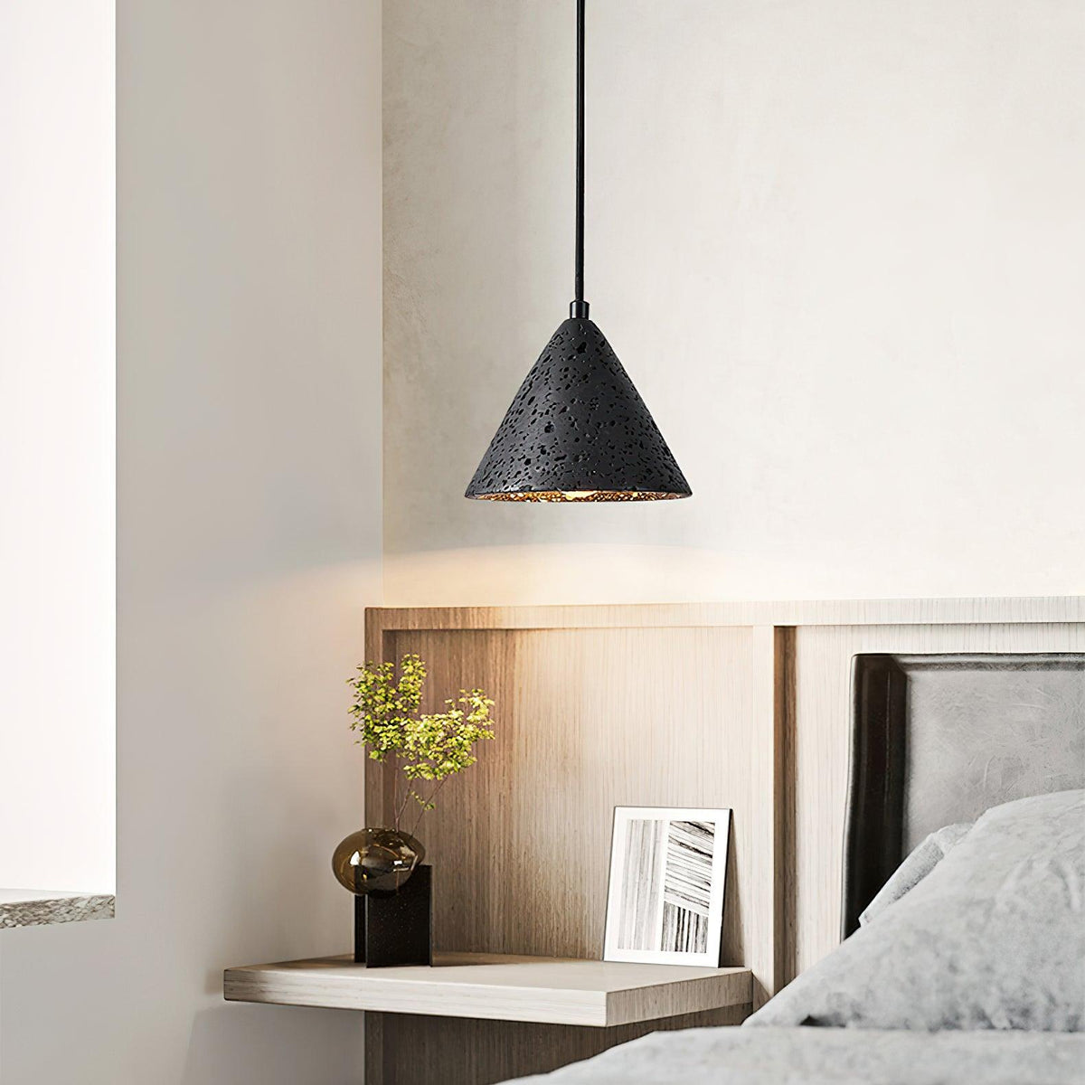 Lámpara colgante de piedra E26 40W, luz cenital de textura natural para isla, barra de cocina o rincón de desayuno, luz descendente enfocada | Thomler