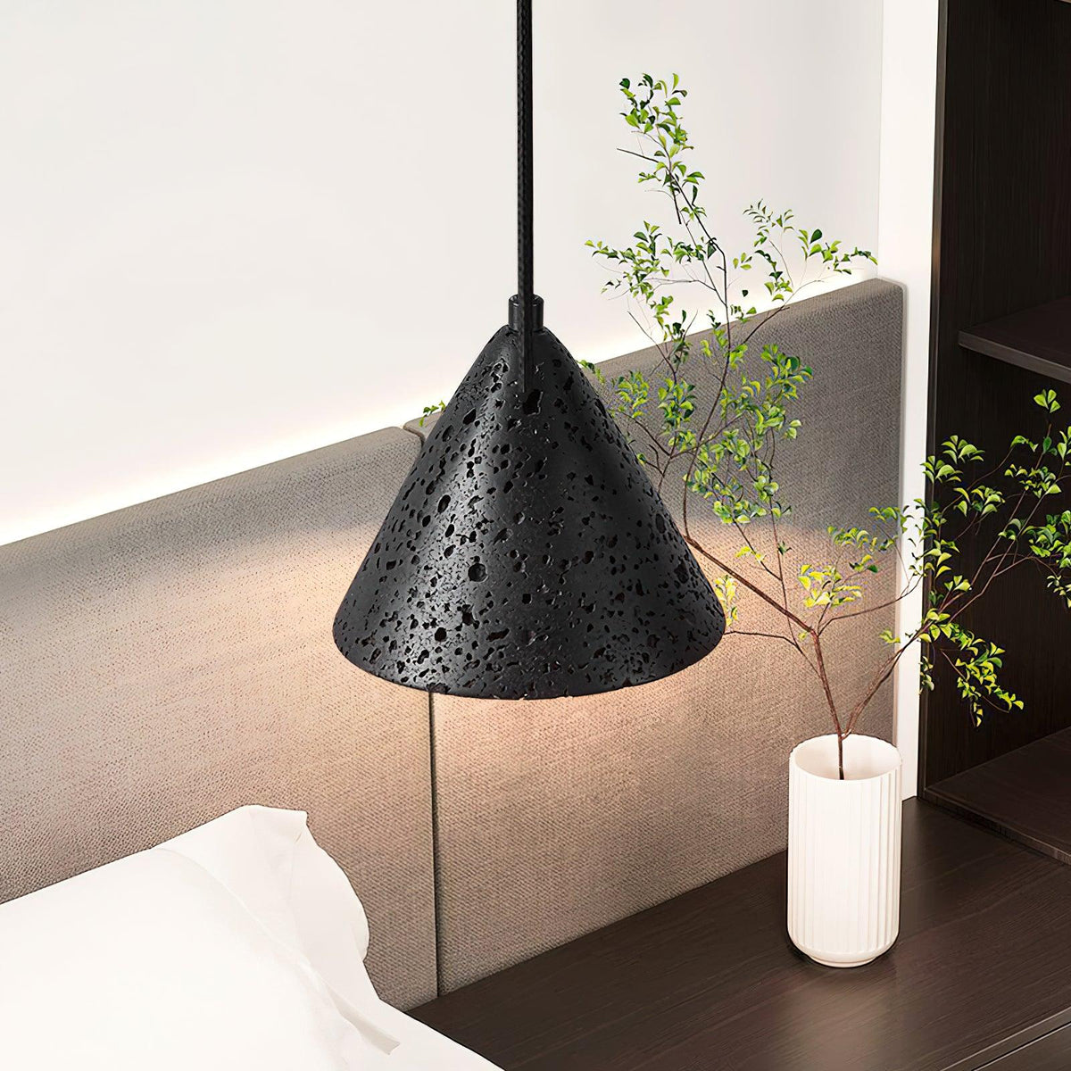 Lámpara colgante de piedra E26 40W, luz cenital de textura natural para isla, barra de cocina o rincón de desayuno, luz descendente enfocada | Thomler