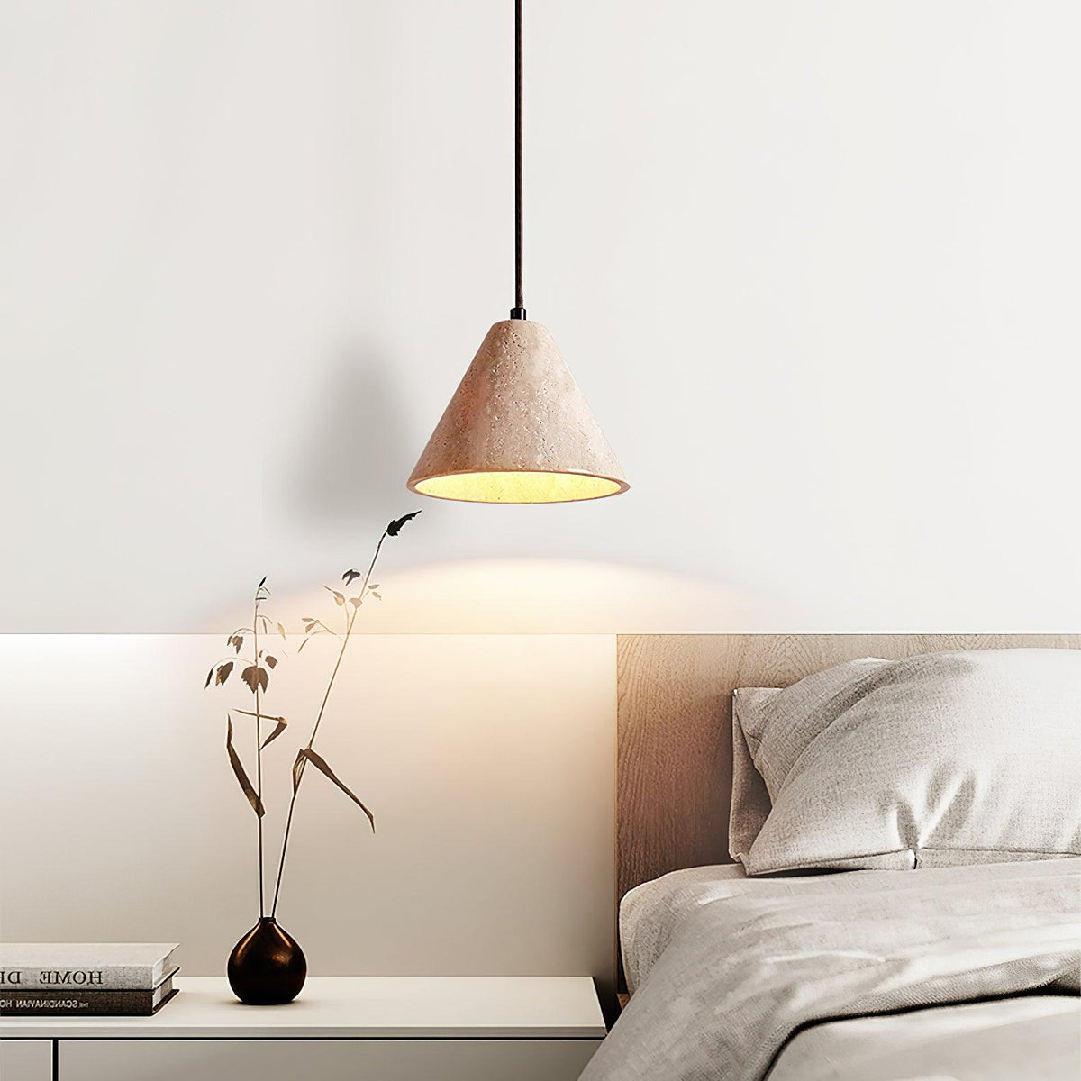 Lámpara colgante de piedra E26 40W, luz cenital de textura natural para isla, barra de cocina o rincón de desayuno, luz descendente enfocada | Thomler