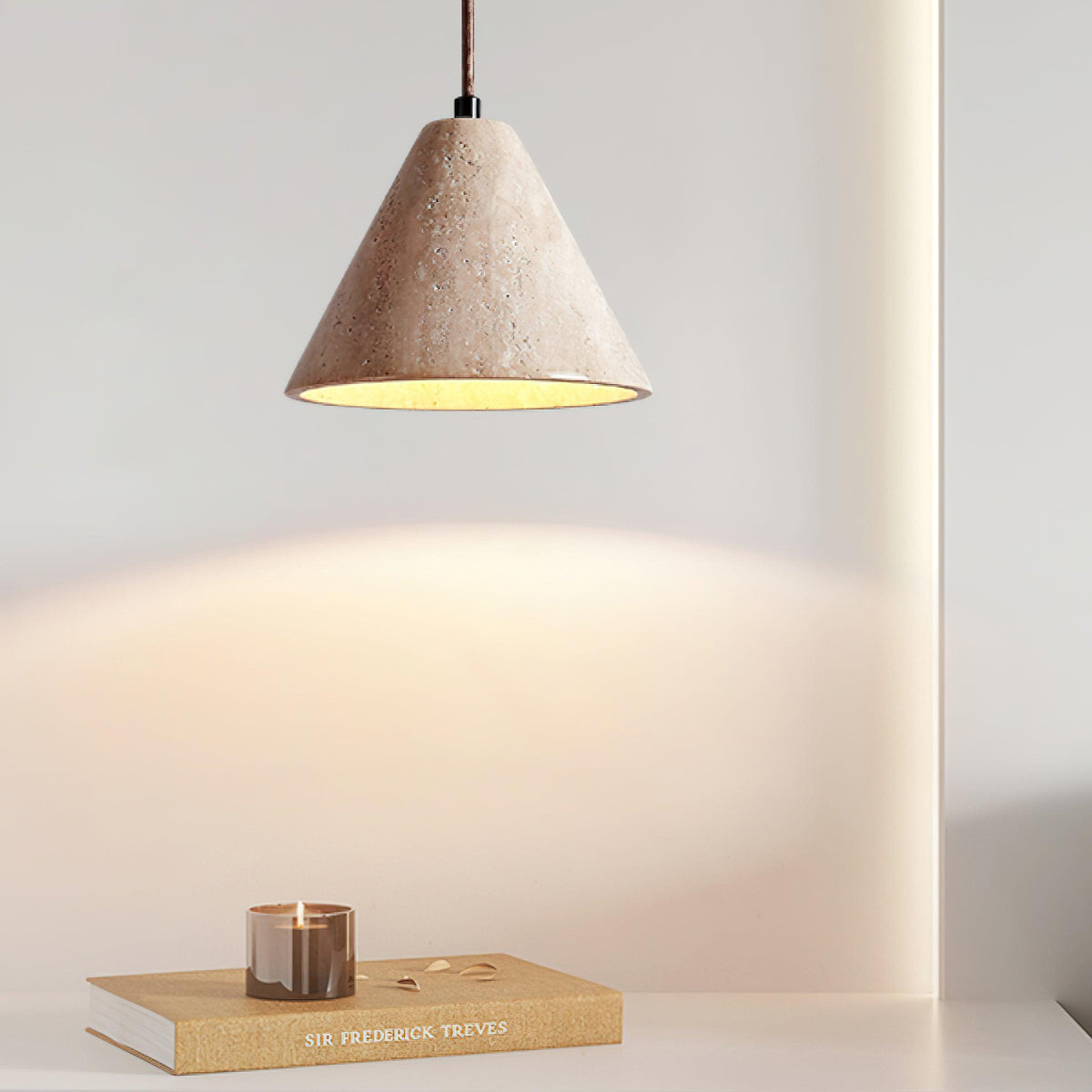 Lámpara colgante de piedra E26 40W, luz cenital de textura natural para isla, barra de cocina o rincón de desayuno, luz descendente enfocada | Thomler