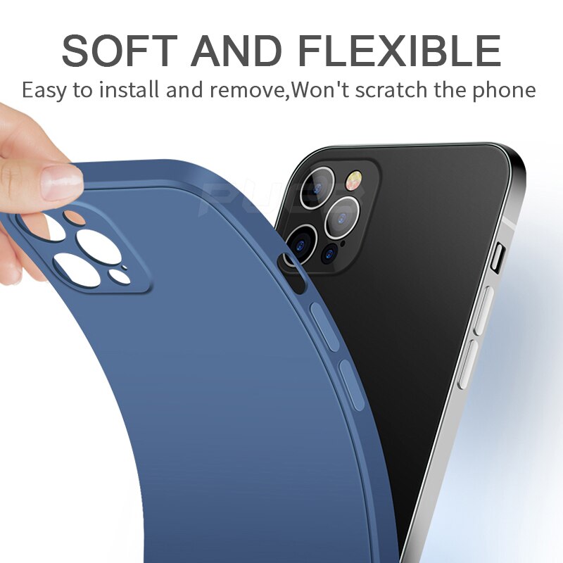Soft Silicone iPhone Case for 11, 12, 13 Series – Slim Matte Grip Protection with Raised Edges and Full Camera Cover for Everyday Carry