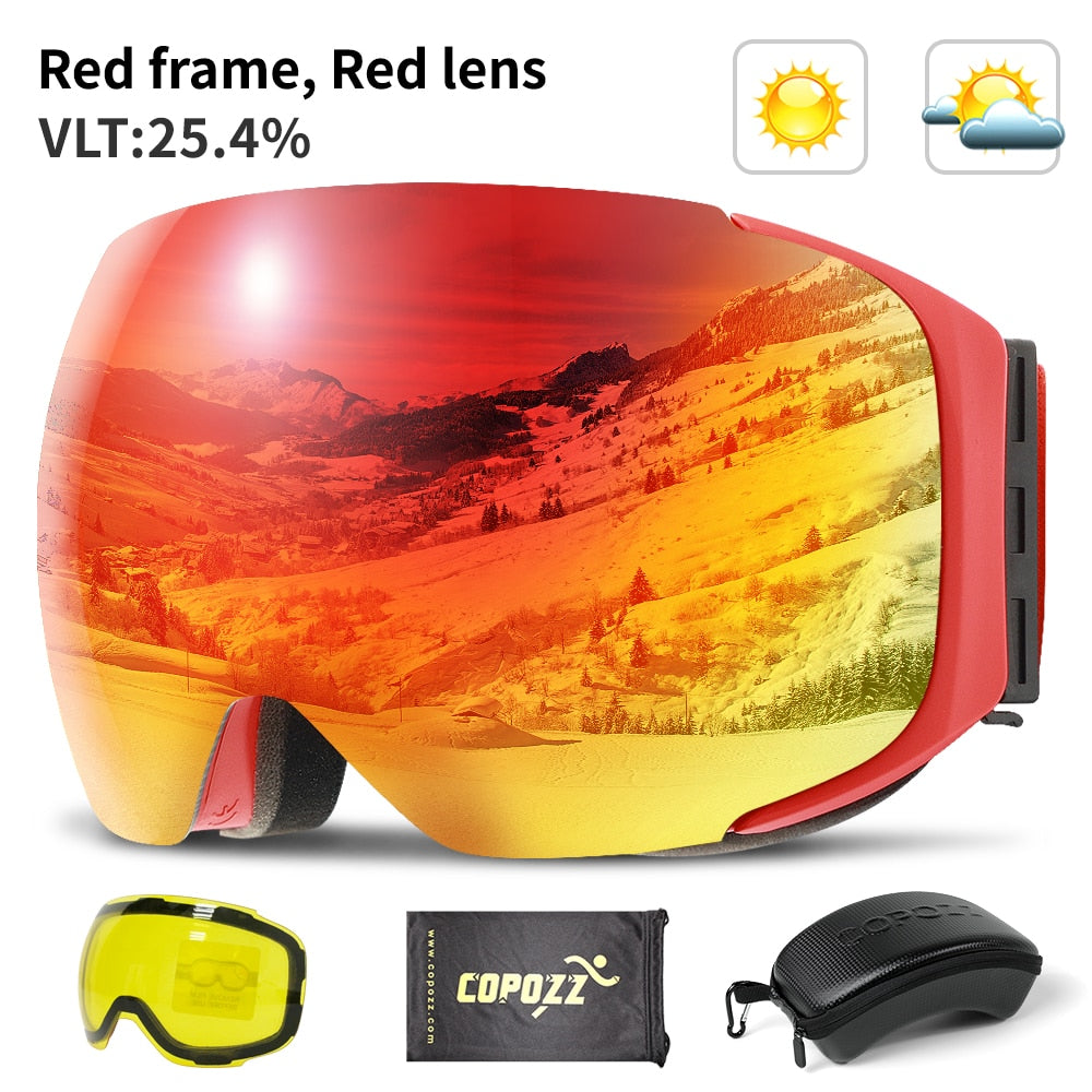 Snow Sport Goggles with UV Protection and Anti-Fog Magnetic Lens System for Skiing and Snowboarding