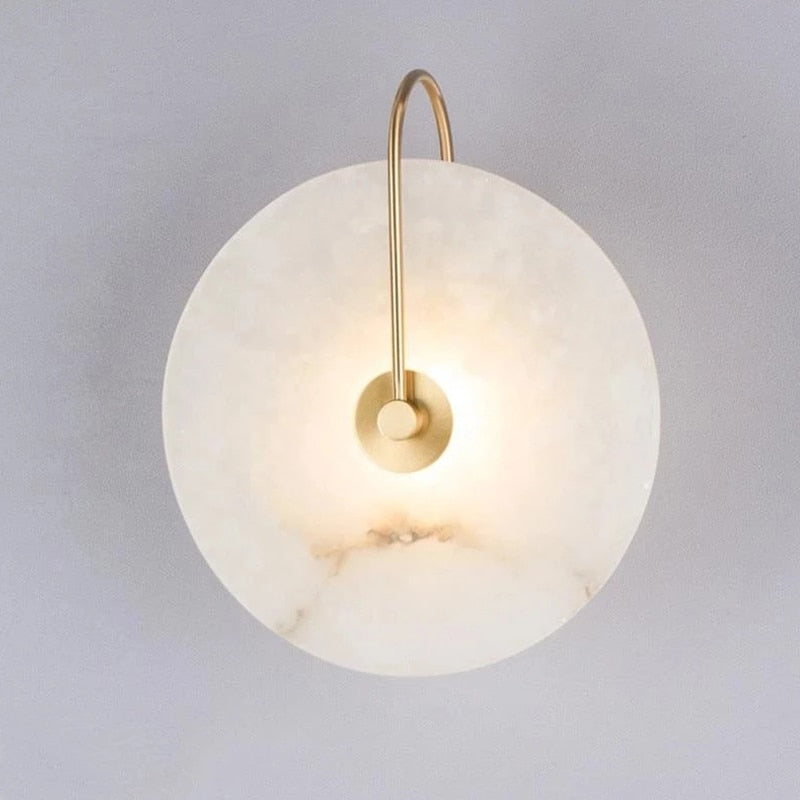 Ronde wandlamp met natuursteen & energiezuinige led voor woonkamer, slaapkamer, hal | Thomler
