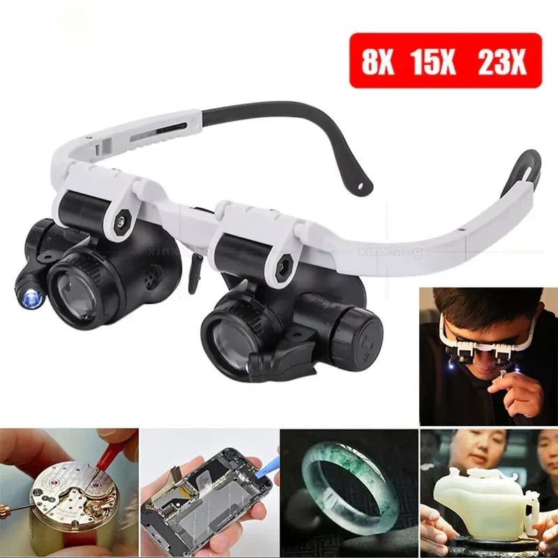 LED-Brillenlupe 8x 15x 23x