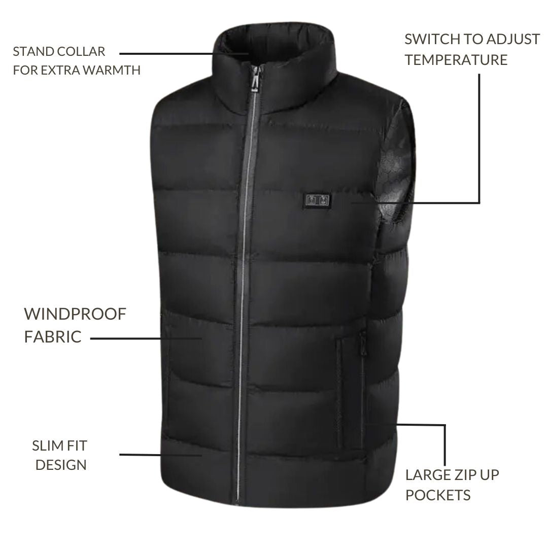 USB Heated Vest with 3-Level Temperature Control – Rechargeable Warming Gilet for Men & Women