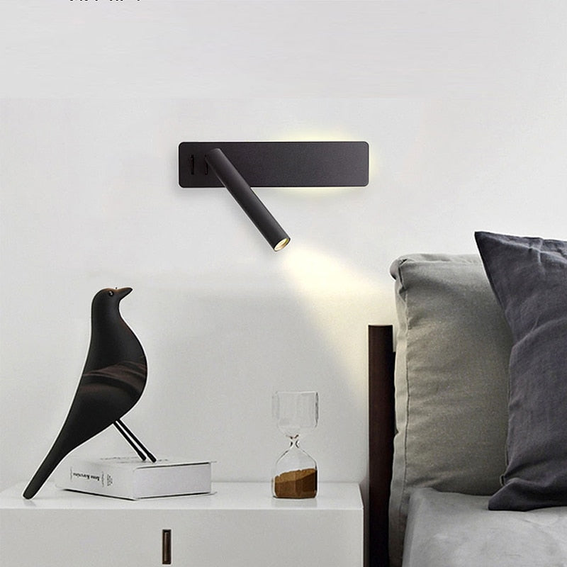 Draaibare LED-leeswandlamp voor nachtkastje in de slaapkamer met instelbare helderheid, richtbare wandlamp voor bedverlichting bij het lezen