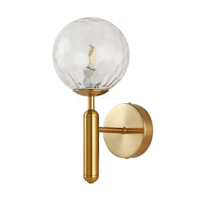 Globe Wall Sconce with 5.5-Inch Glass Shade Black and Gold Finish Bedroom Hallway Ambient Light E14 Socket Modern Minimalist Design for Entr | Thomler