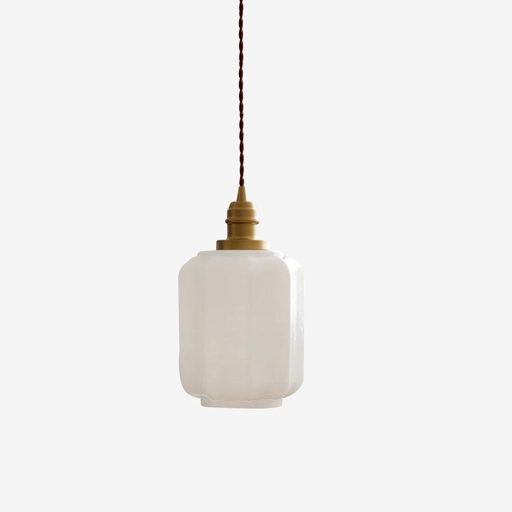 Glazen bol hanglamp met verstelbaar snoer, wit messing plafondarmatuur voor slaapkamer, eetkamer, keukeneiland, messing afwerking 6 inch pendel | Thomler