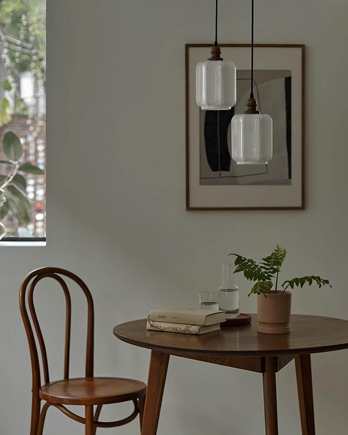 Glazen bol hanglamp met verstelbaar snoer, wit messing plafondarmatuur voor slaapkamer, eetkamer, keukeneiland, messing afwerking 6 inch pendel | Thomler