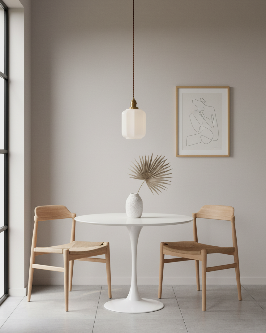 Glazen bol hanglamp met verstelbaar snoer, wit messing plafondarmatuur voor slaapkamer, eetkamer, keukeneiland, messing afwerking 6 inch pendel | Thomler