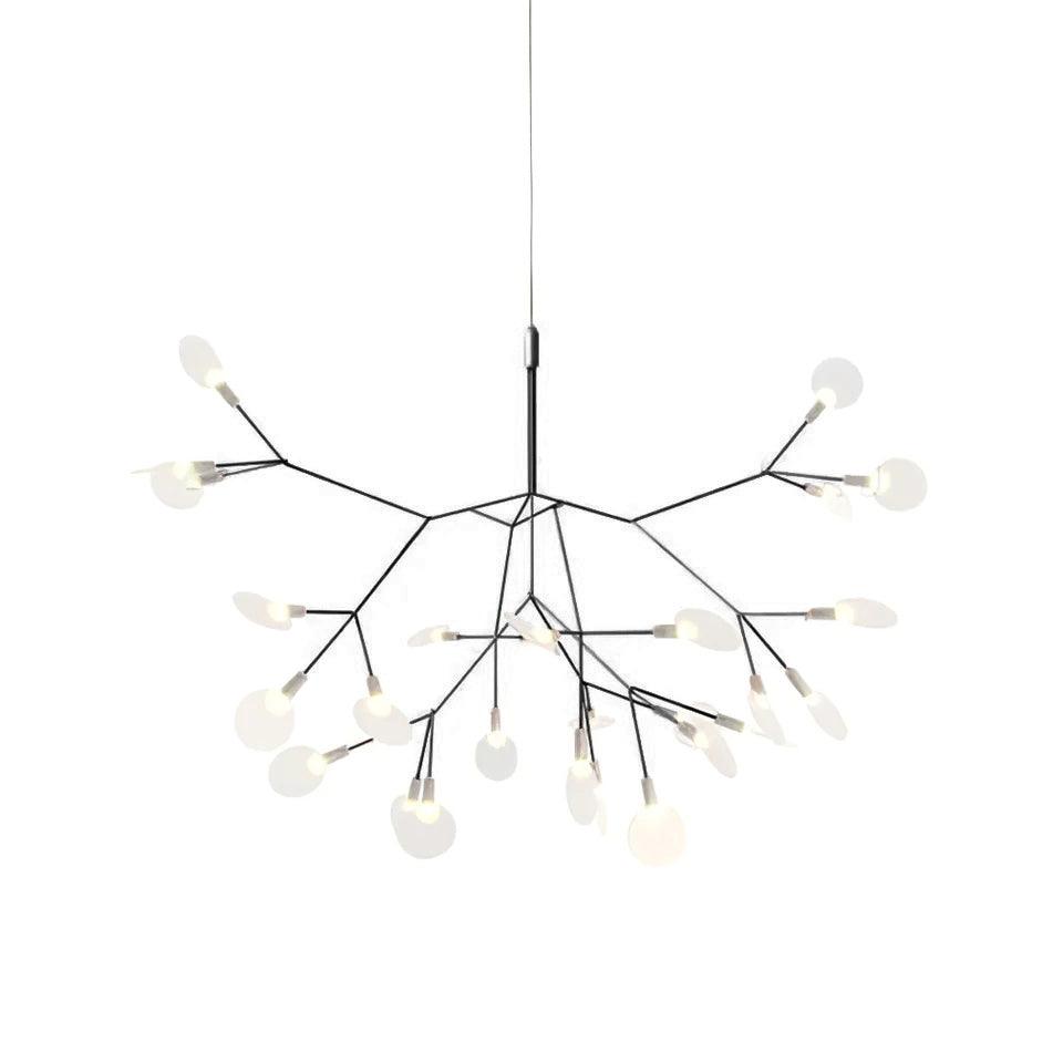 Vertakkende led-kroonluchter met acryl bloemblaadjes, zwarte afwerking, 20W geïntegreerde verlichting, dimbaar, optionele afstandsbediening, modern statement-armatuur, voor binnenshuis/woonkamer