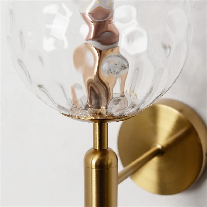 Globe Wall Sconce with 5.5-Inch Glass Shade Black and Gold Finish Bedroom Hallway Ambient Light E14 Socket Modern Minimalist Design for Entr | Thomler