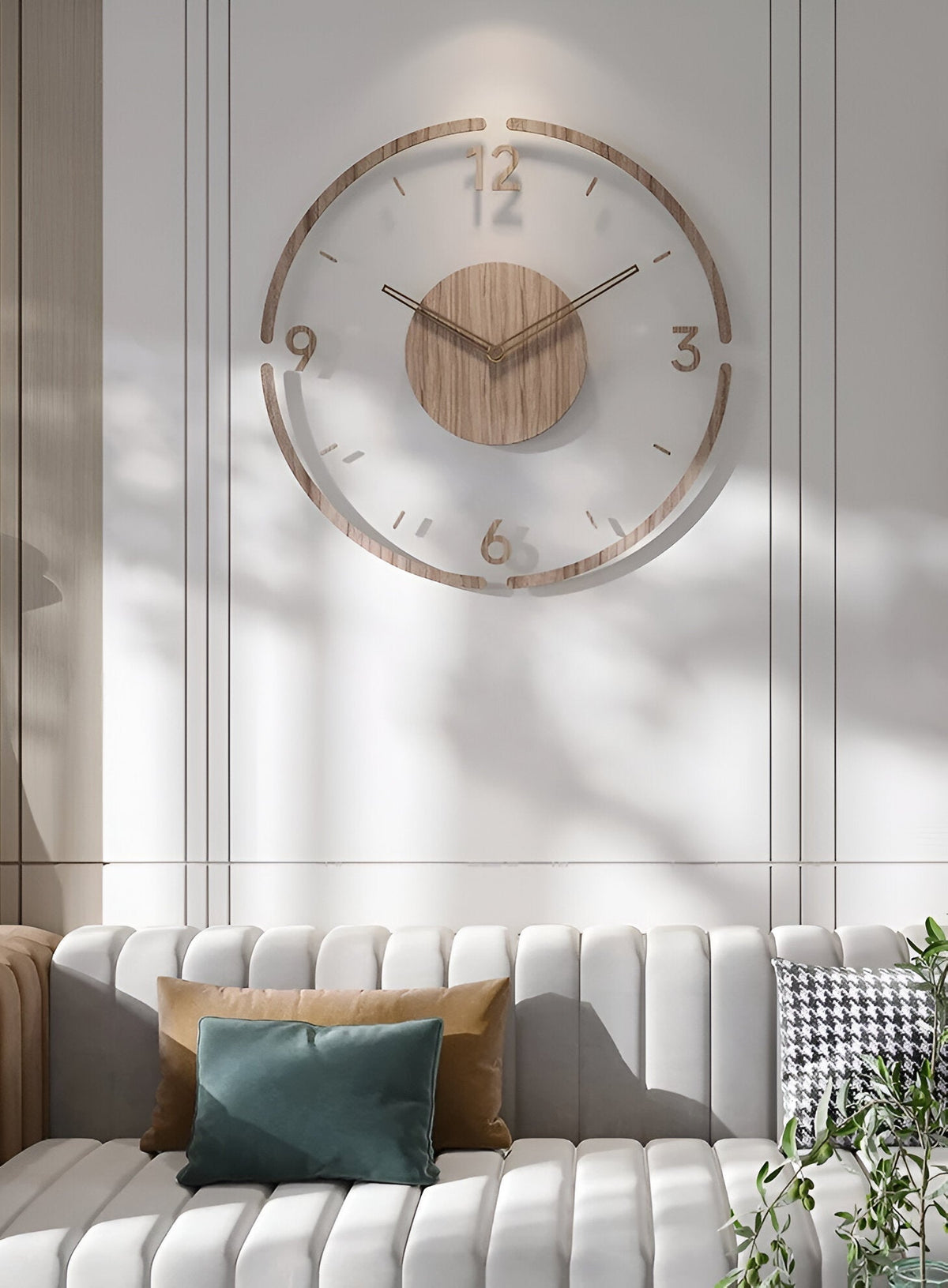 Stille Wanduhr modernes Acryl-Holz-Design geräuschloses Quarz-Uhrwerk dekorativer Zeitmesser für Wohnzimmer Schlafzimmer Heimbüro